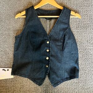 Commense Blue Denim Button-Up Vest